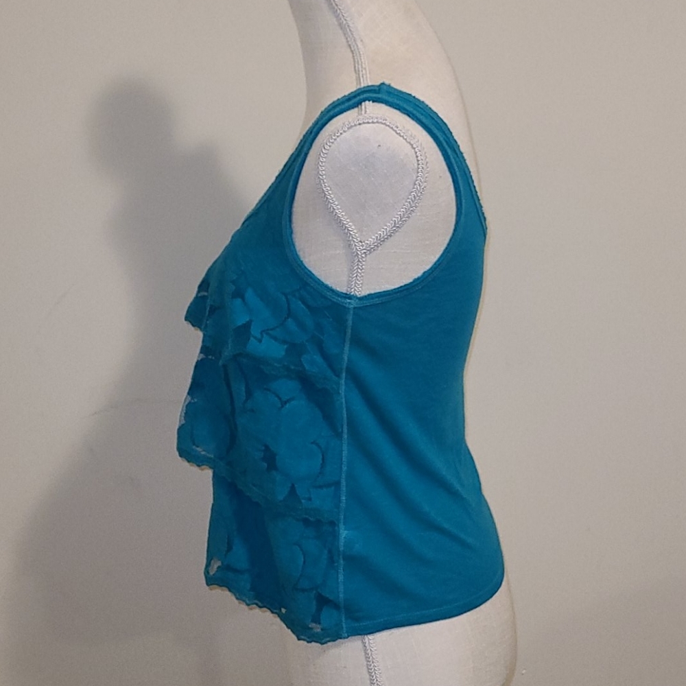 Aeropostale turquoise lace ruffle top - Picture 2 of 5